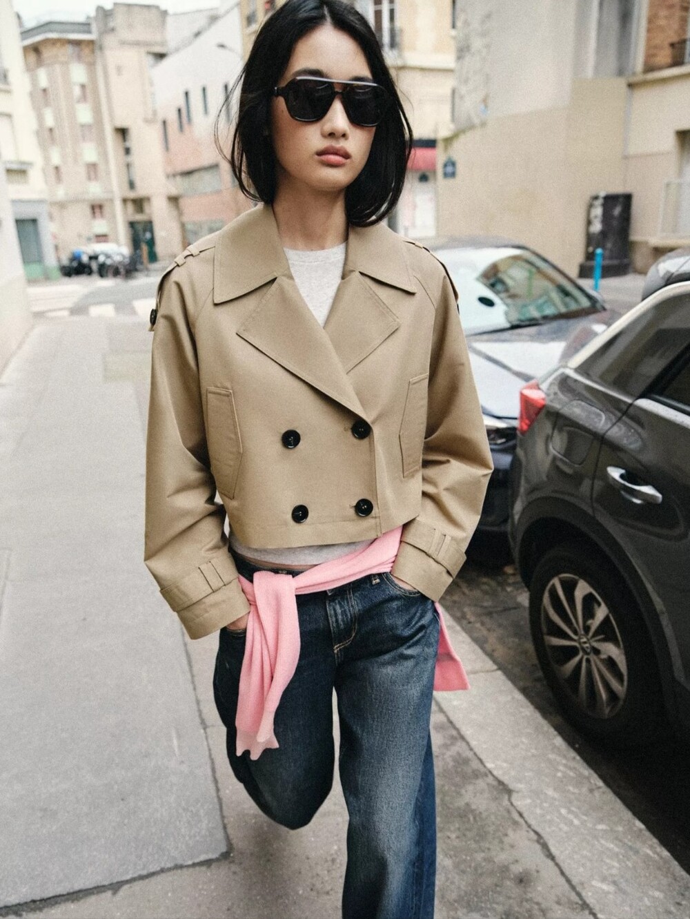 ZARA CROPPED CROSSOVER TRENCH COAT